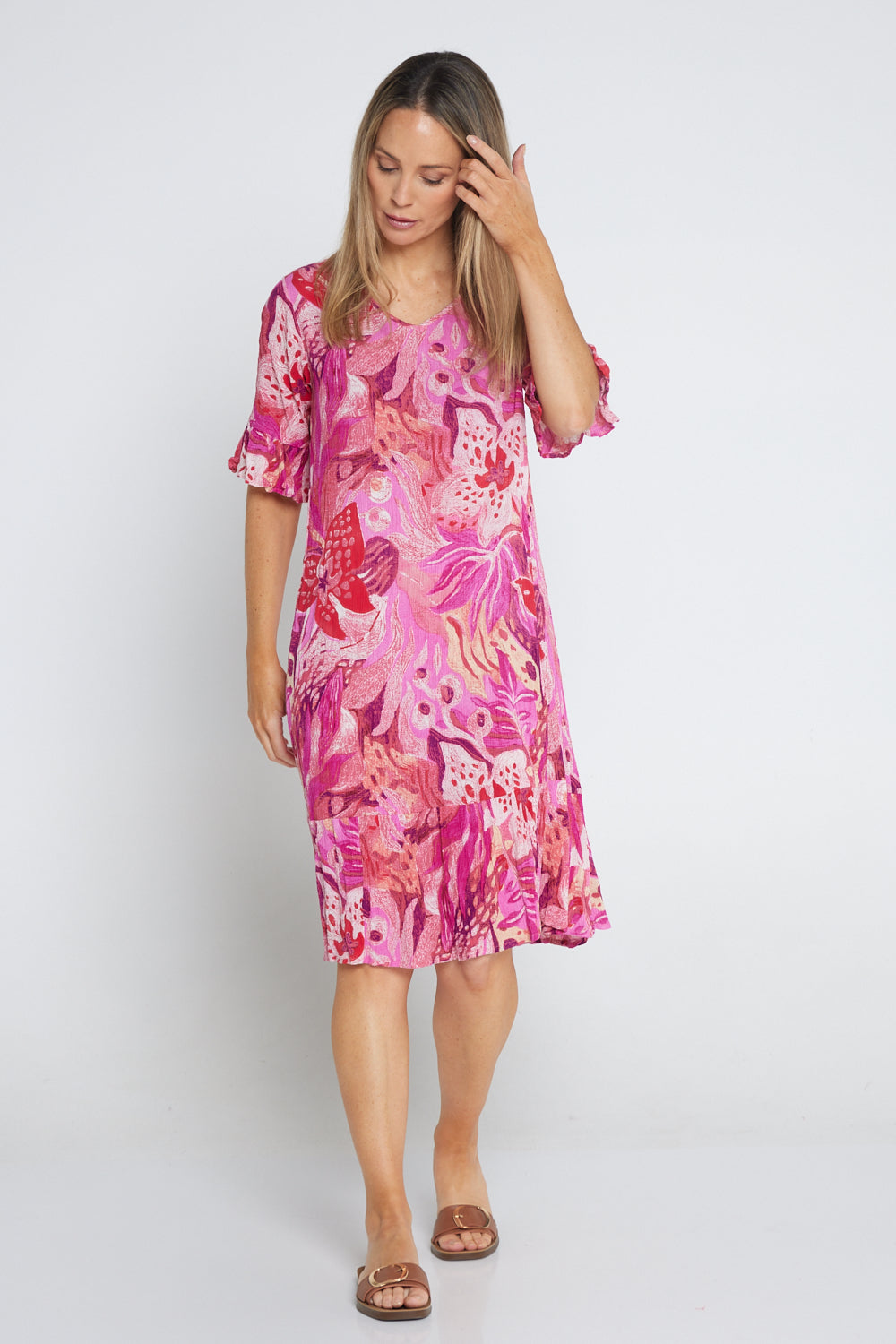 Jessica Sleeved Dress - Pink Floral