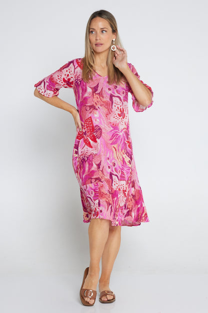 Jessica Sleeved Dress - Pink Floral