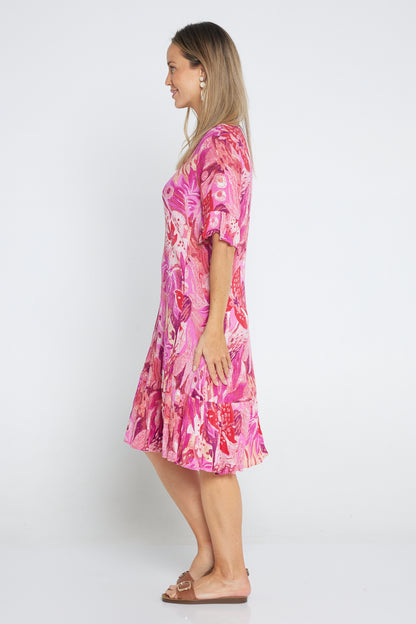 Jessica Sleeved Dress - Pink Floral