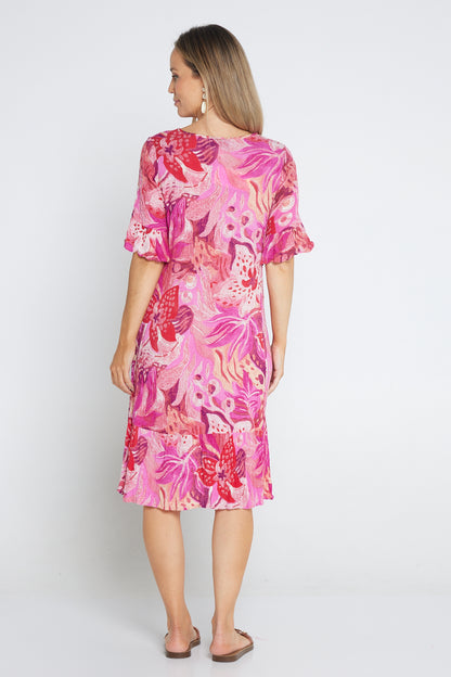 Jessica Sleeved Dress - Pink Floral