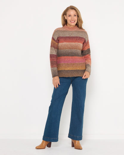 Harbour Stripe Knit - Rust Multi