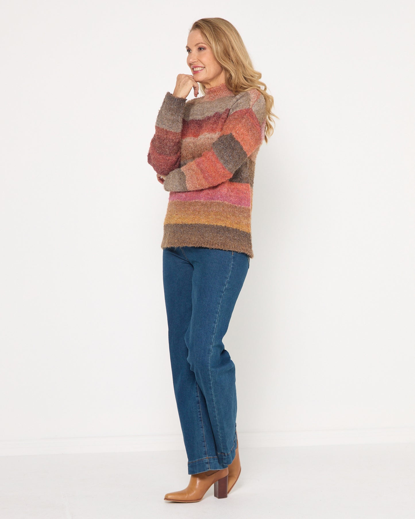 Harbour Stripe Knit - Rust Multi