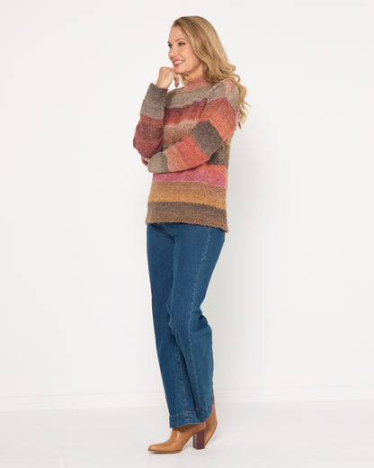 Harbour Stripe Knit - Rust Multi