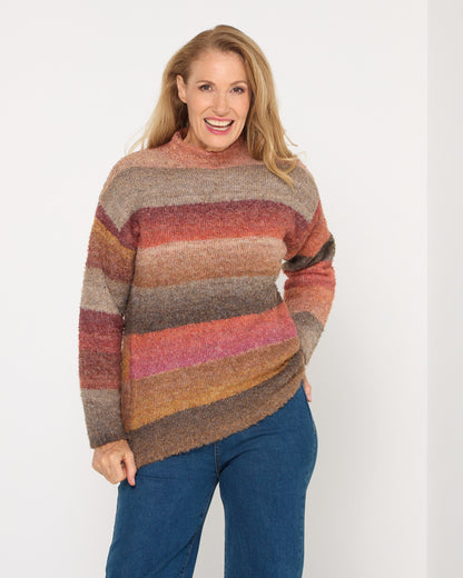 Harbour Stripe Knit - Rust Multi