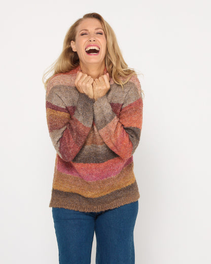 Harbour Stripe Knit - Rust Multi