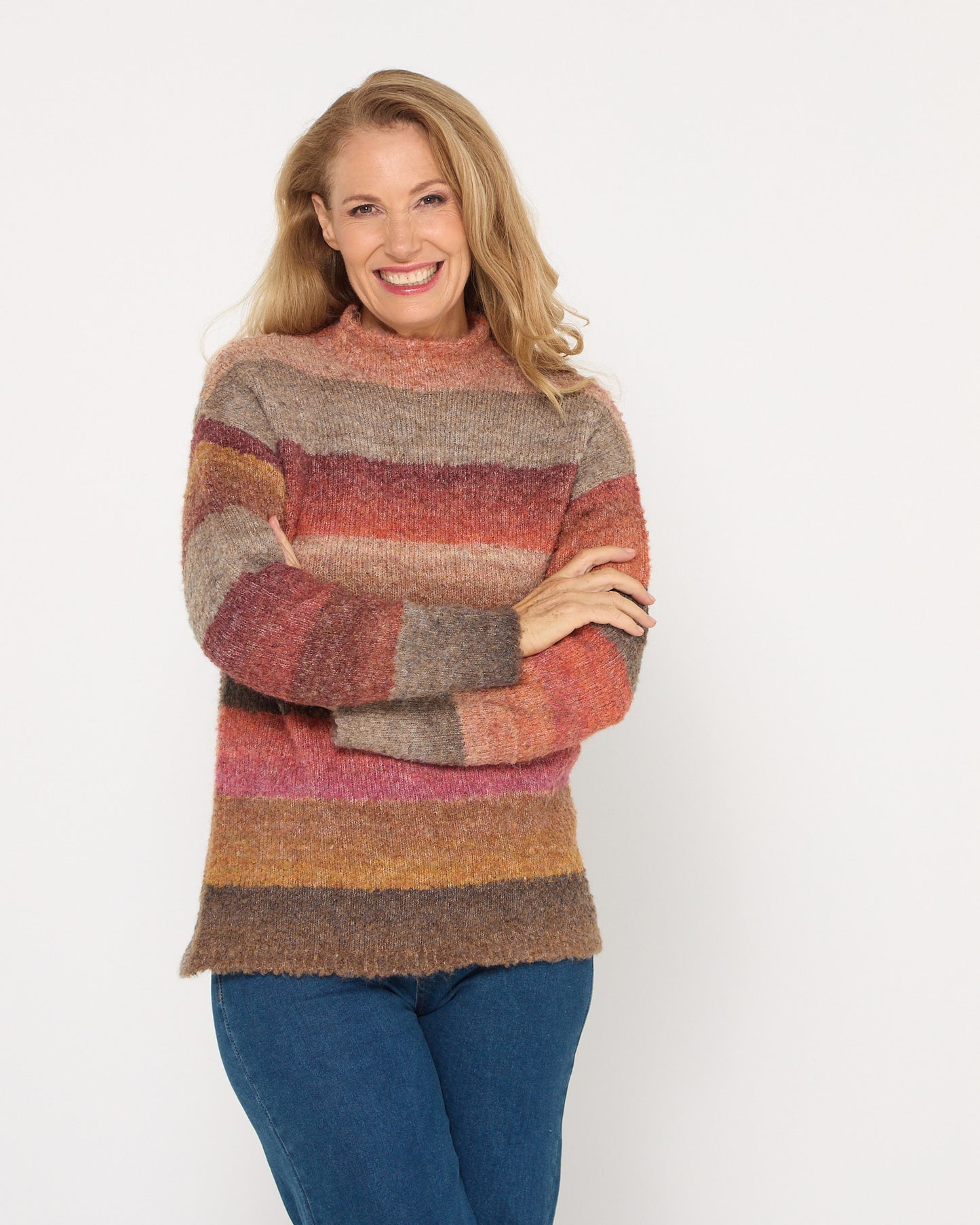Harbour Stripe Knit - Rust Multi