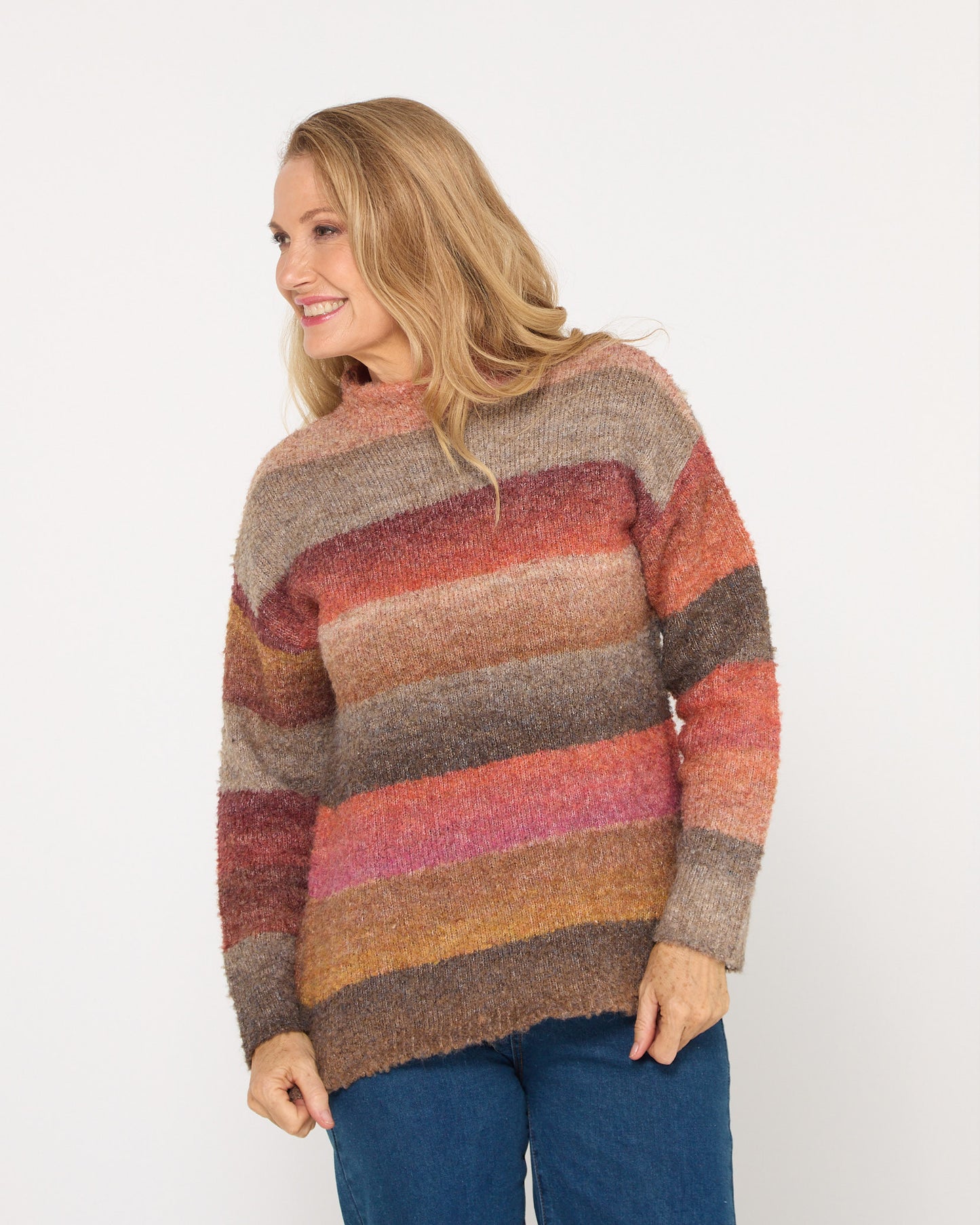 Harbour Stripe Knit - Rust Multi