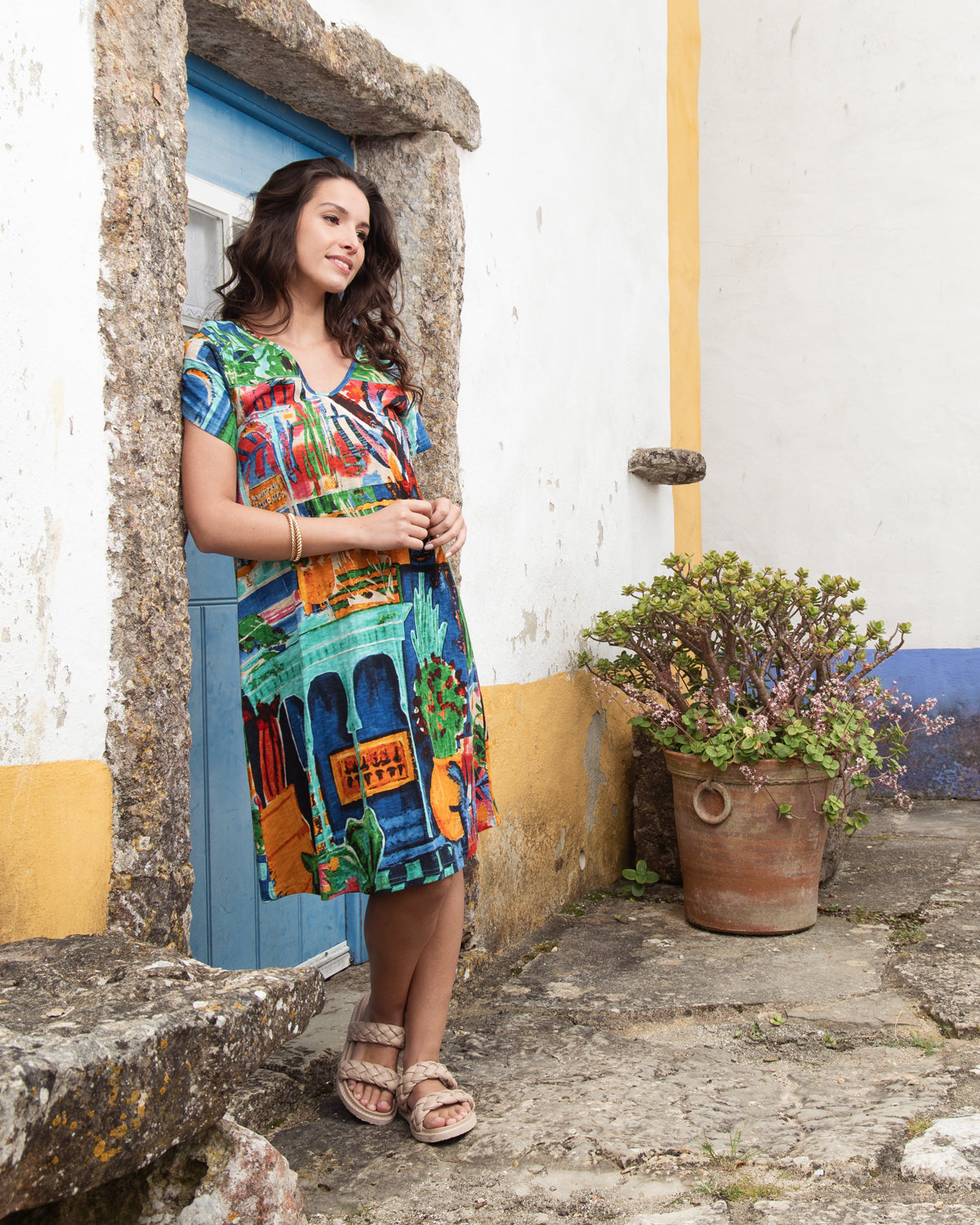 Organic Cotton Contemporary T-Shirt Dress - Oasis