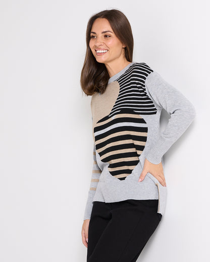 Remi Patchwork Heart Knit Sweater