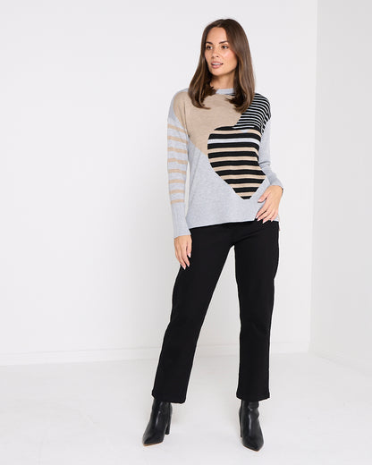 Remi Patchwork Heart Knit Sweater