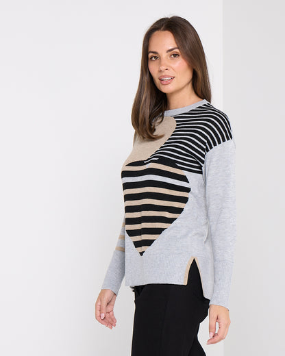 Remi Patchwork Heart Knit Sweater