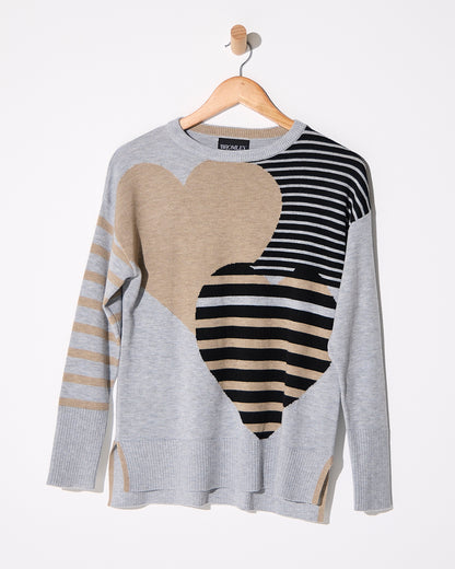 Remi Patchwork Heart Knit Sweater