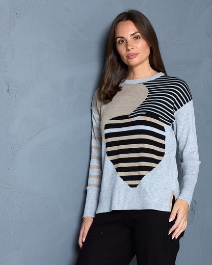 Remi Patchwork Heart Knit Sweater