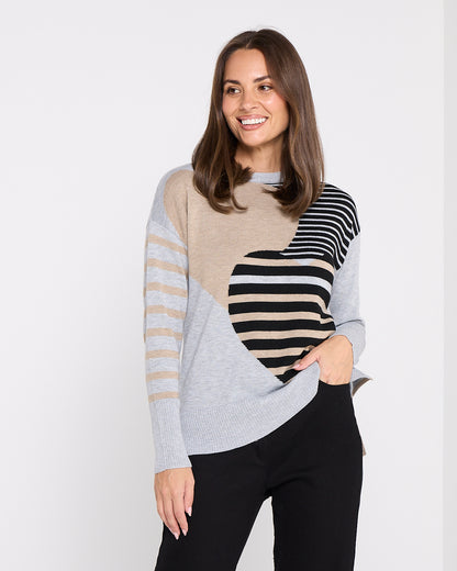 Remi Patchwork Heart Knit Sweater