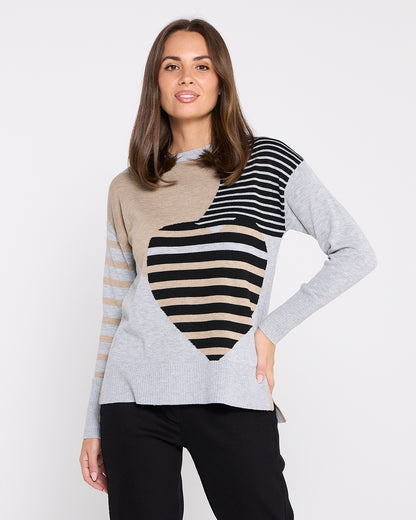 Remi Patchwork Heart Knit Sweater