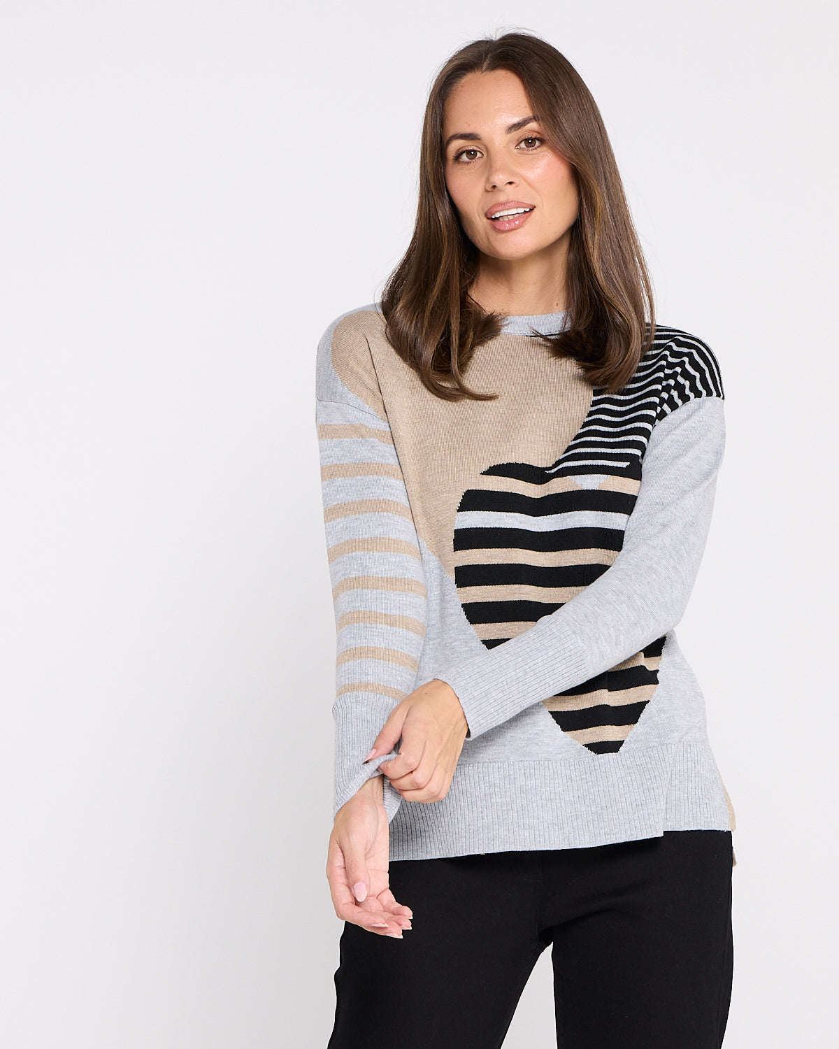 Remi Patchwork Heart Knit Sweater