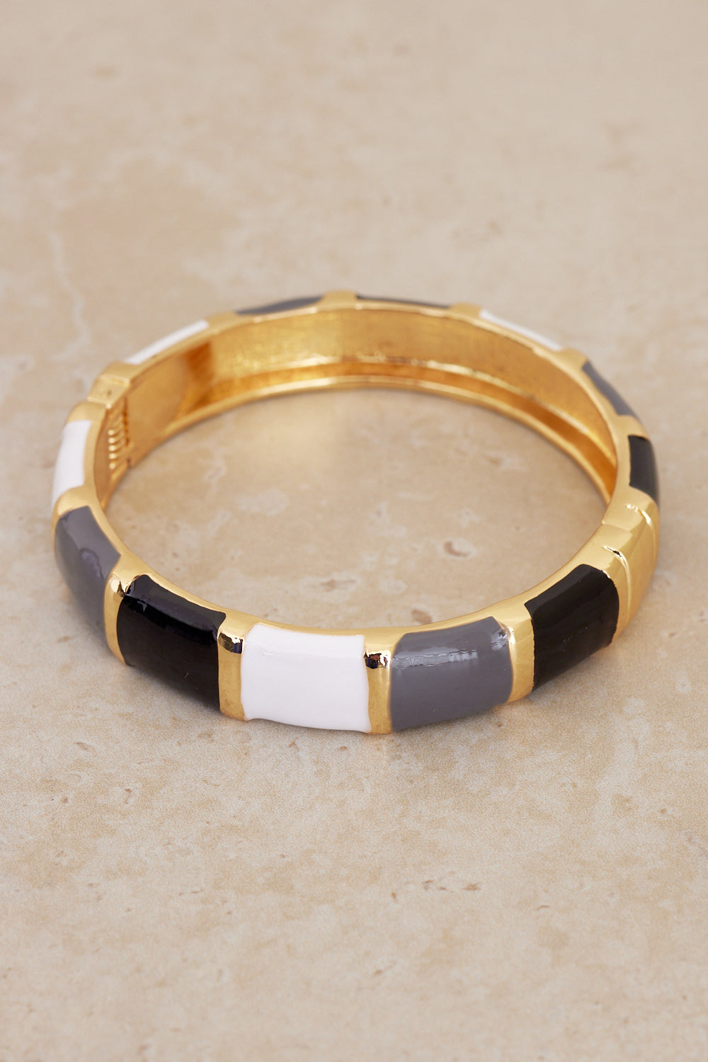 Capri Enamel Bangle - Black/White/Gold