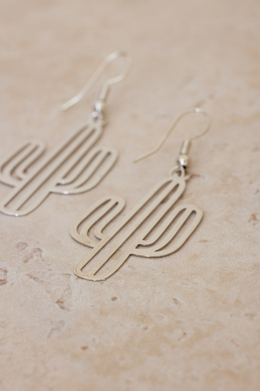 Cactus Earrings - Silver