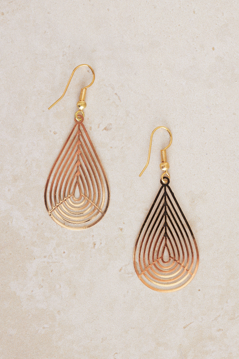 Geo Teardrop Earrings - Gold