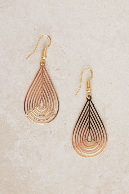 Geo Teardrop Earrings - Gold