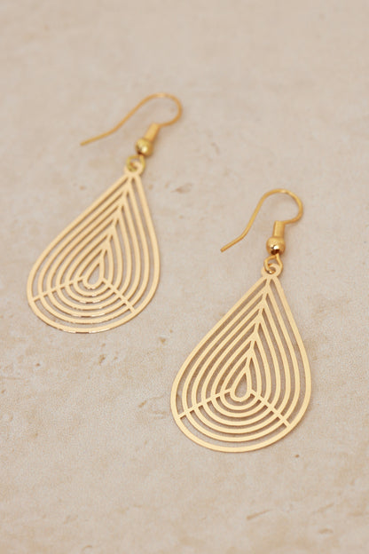 Geo Teardrop Earrings - Gold