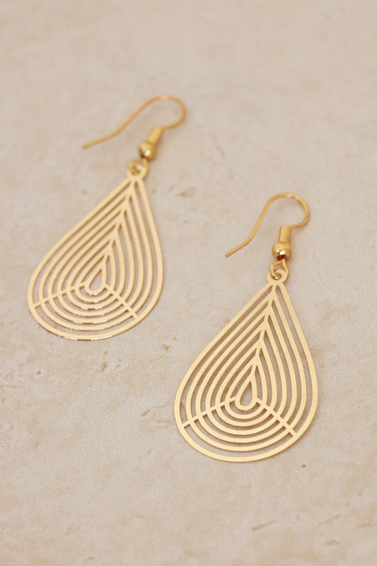 Geo Teardrop Earrings - Gold