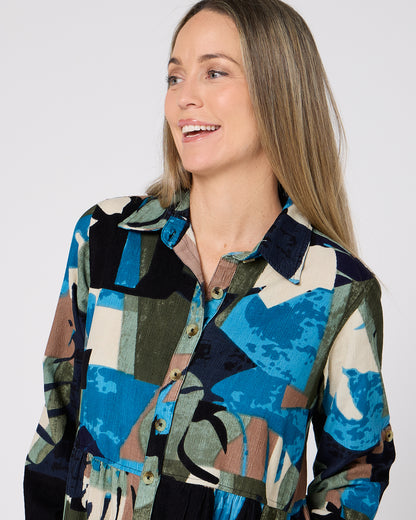 Panama Corduroy Dress - Blue