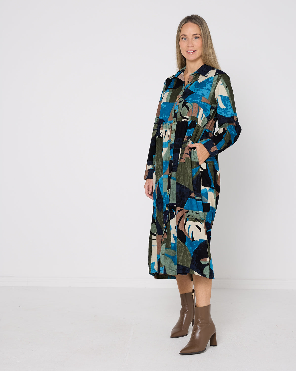 Panama Corduroy Dress - Blue