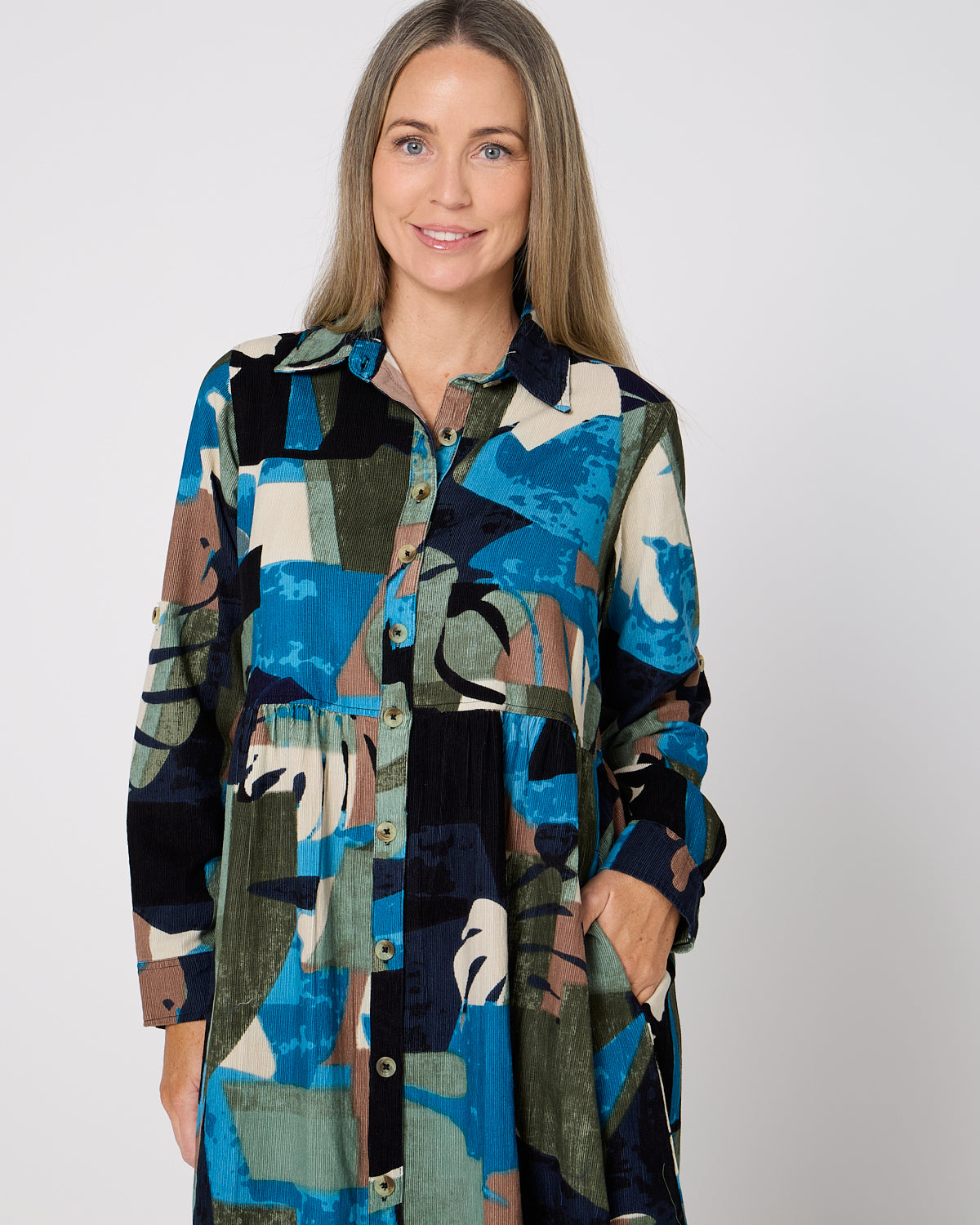 Panama Corduroy Dress - Blue