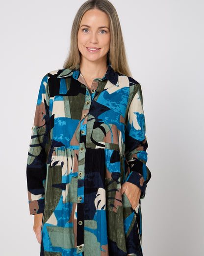 Panama Corduroy Dress - Blue