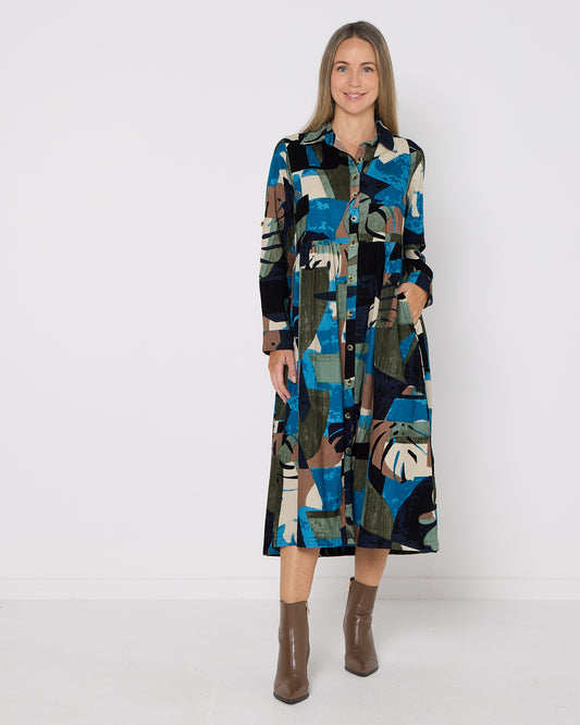 Panama Corduroy Dress - Blue