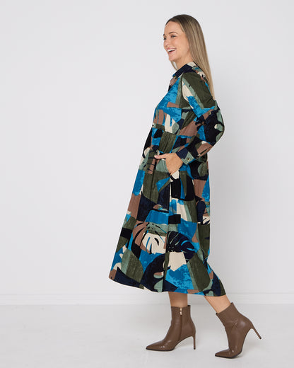 Panama Corduroy Dress - Blue