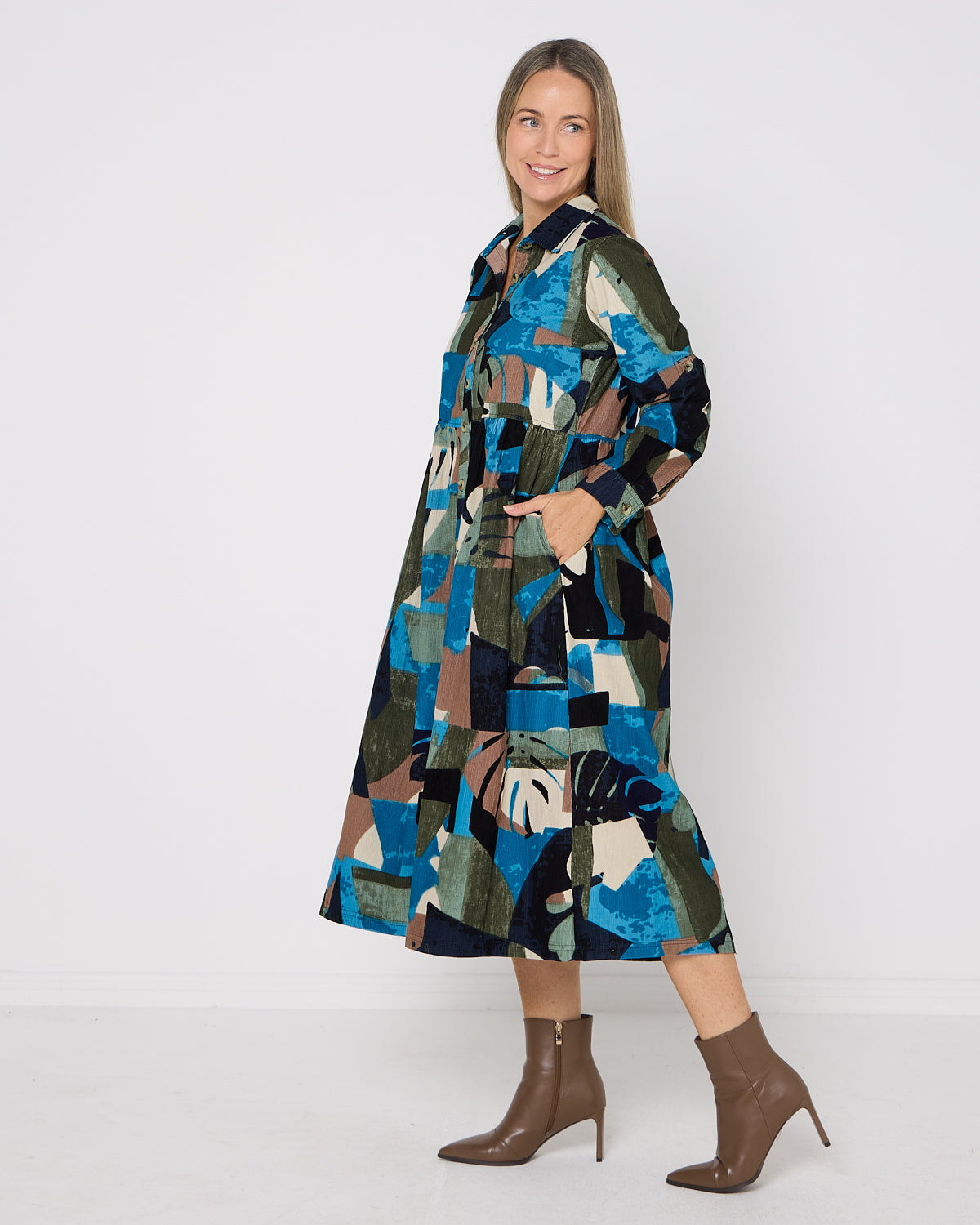 Panama Corduroy Dress - Blue