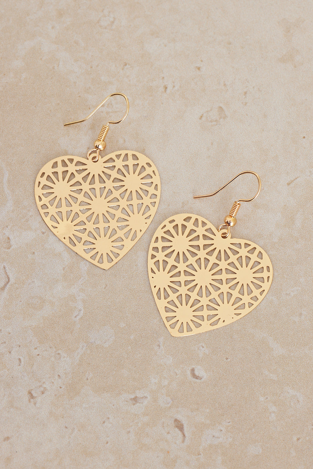 Heart Filigree Earrings - Gold