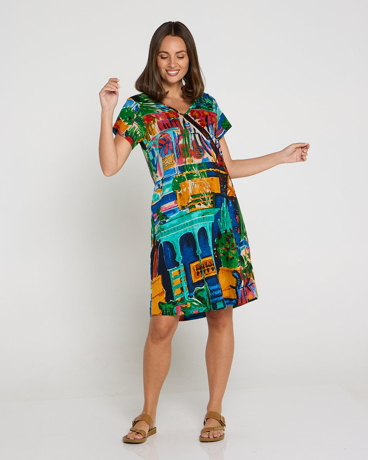 Organic Cotton Contemporary T-Shirt Dress - Oasis