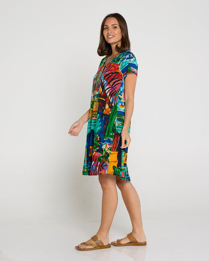 Organic Cotton Contemporary T-Shirt Dress - Oasis