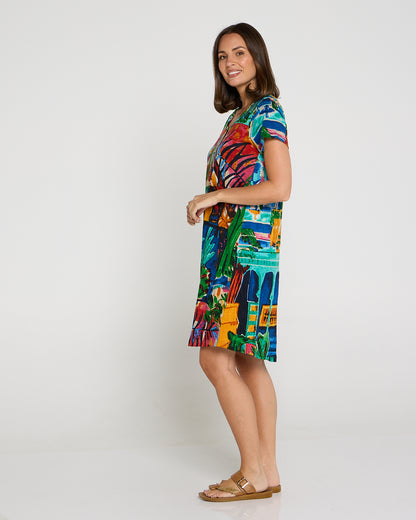 Organic Cotton Contemporary T-Shirt Dress - Oasis