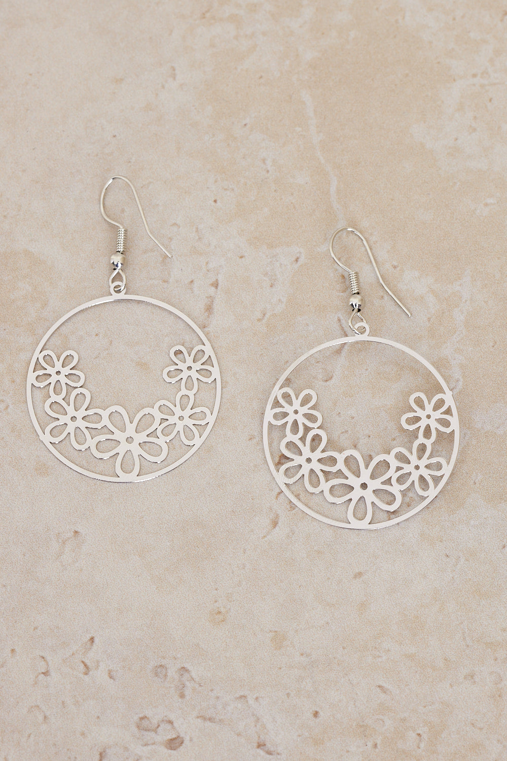 Daisy Drop Earrings - Silver