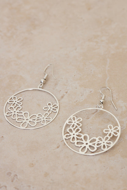 Daisy Drop Earrings - Silver