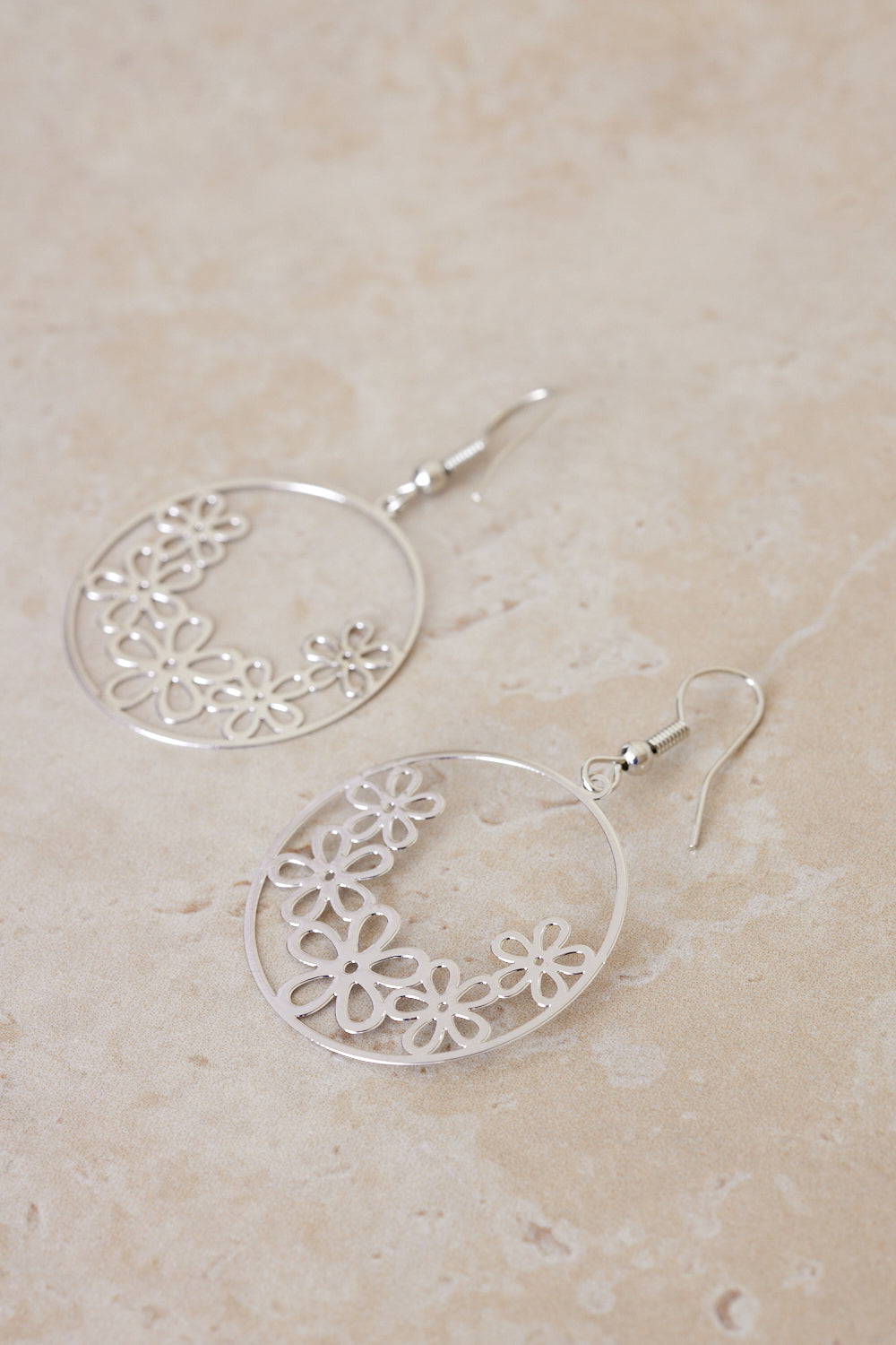 Daisy Drop Earrings - Silver