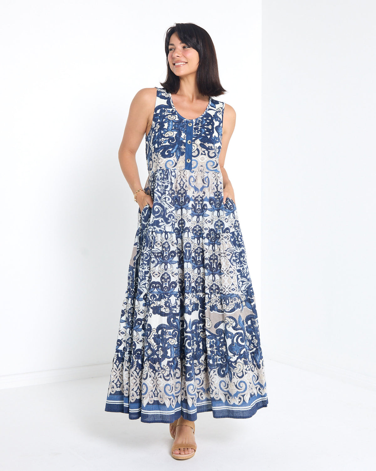 Monaco Cotton Dress - Blue Palazzo