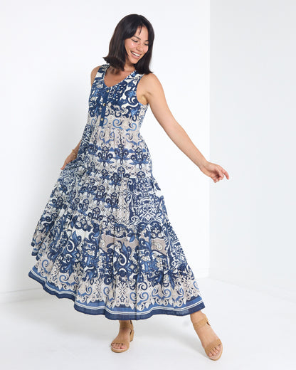 Monaco Cotton Dress - Blue Palazzo