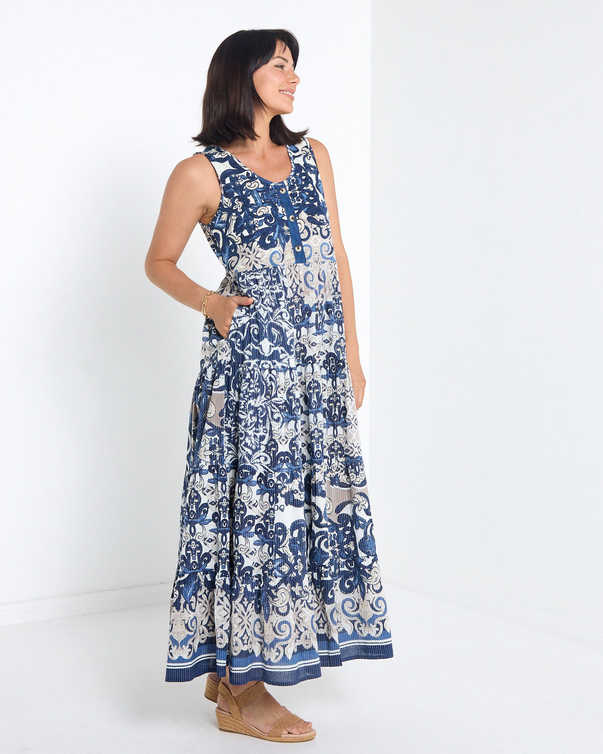 Monaco Cotton Dress - Blue Palazzo