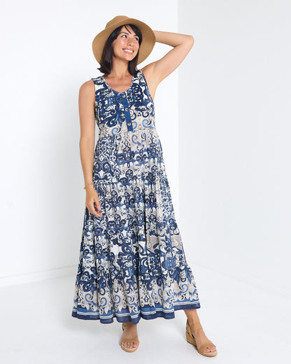 Monaco Cotton Dress - Blue Palazzo
