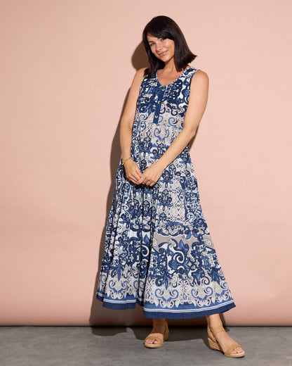 Monaco Cotton Dress - Blue Palazzo
