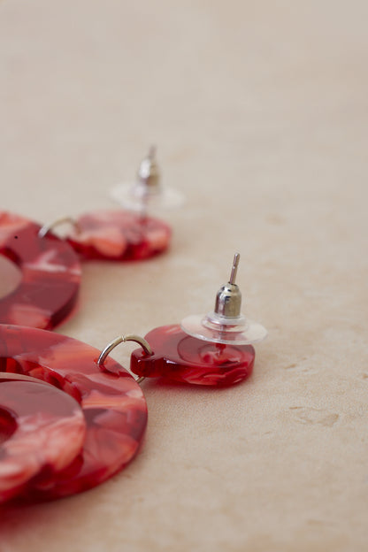 Oasis Link Drop Earrings - Red