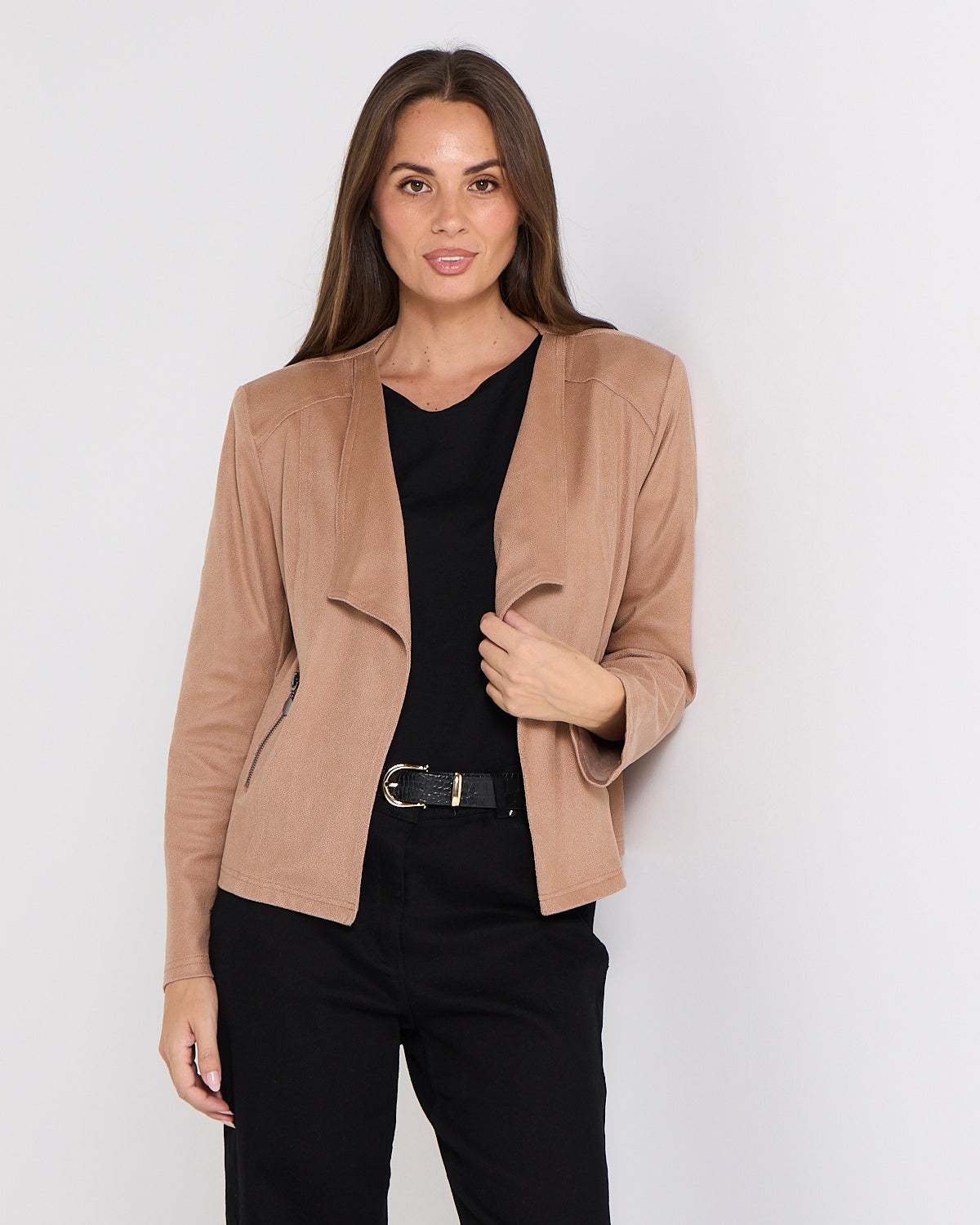 Gabby Faux Leather Jacket - Camel