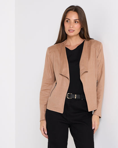 Gabby Faux Leather Jacket - Camel