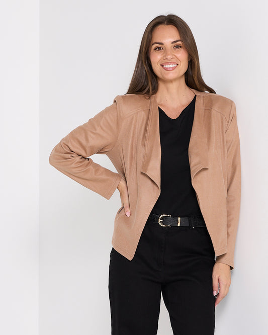 Gabby Faux Leather Jacket - Camel