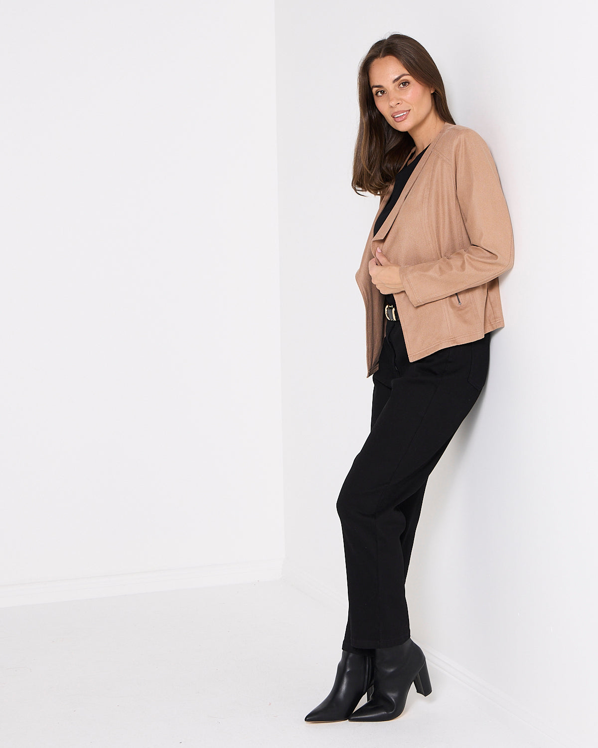 Gabby Faux Leather Jacket - Camel